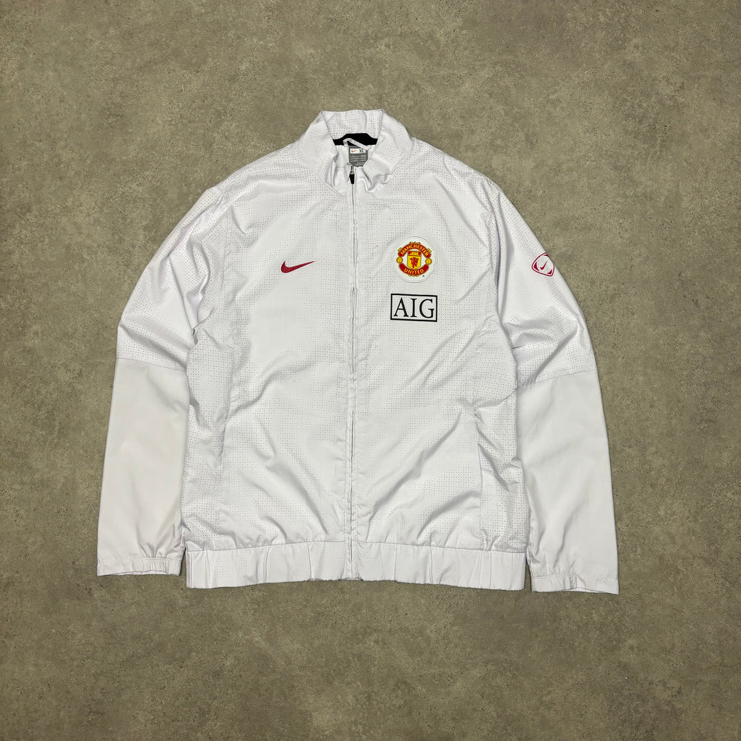 00's Vintage Manchester United Nike White Tracksuit Top (XL)