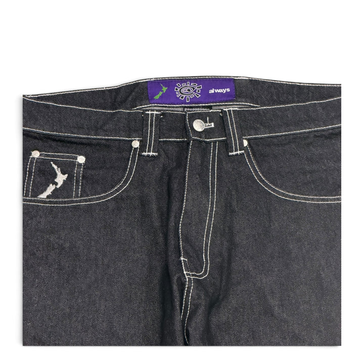 Always do what you should do black washed baggy denim Trousers (L)