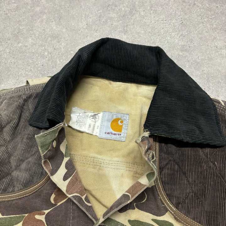80's Vintage Carhartt Duck Camo Collared Workman Jacket (S)