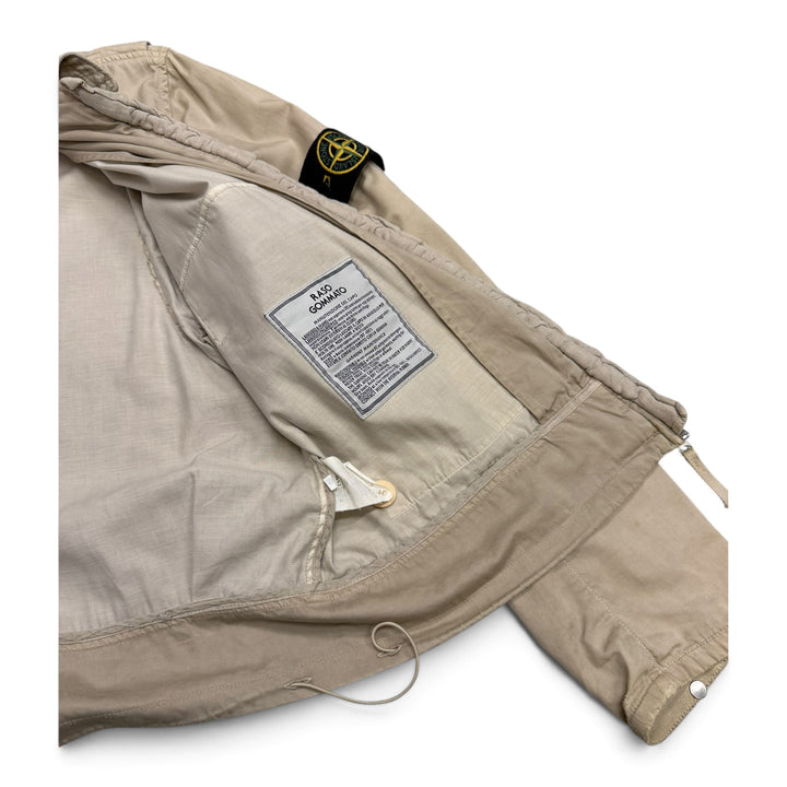 Stone Island Beige Raso Gommato Collared Zip Up Jacket (M)