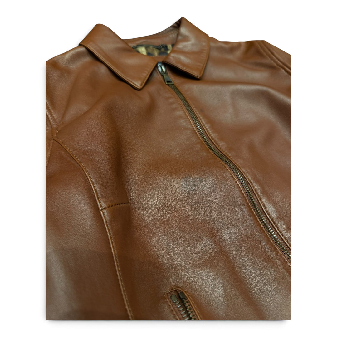 Dolce & Gabanna Tan Brown Leather Jacket (38)