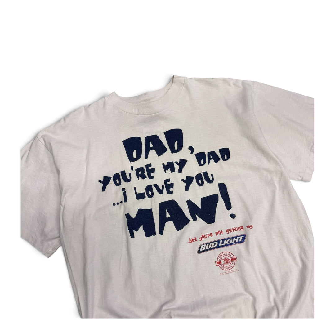 Vintage 90's Single Stitch Bud Light Graphic T shirt White (XL)