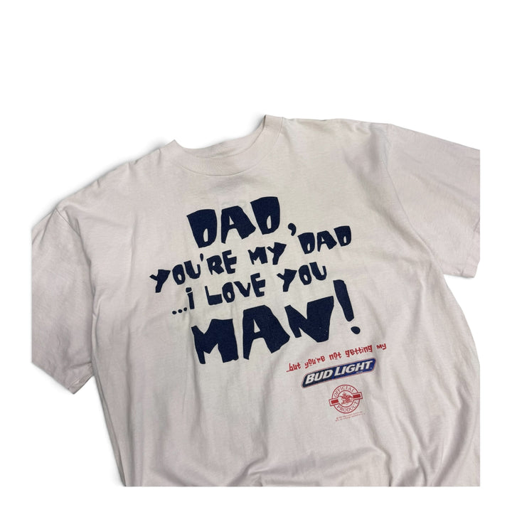 Vintage 90's Single Stitch Bud Light Graphic T shirt White (XL)