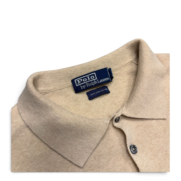 Vintage Polo Ralph Lauren Cream collared Longsleeve Polo Knit (L)