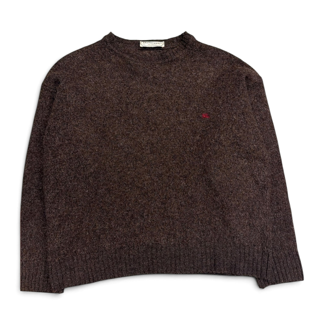 Vintage Burberry Crew Neck Wool Knit Jumper Brown (M)
