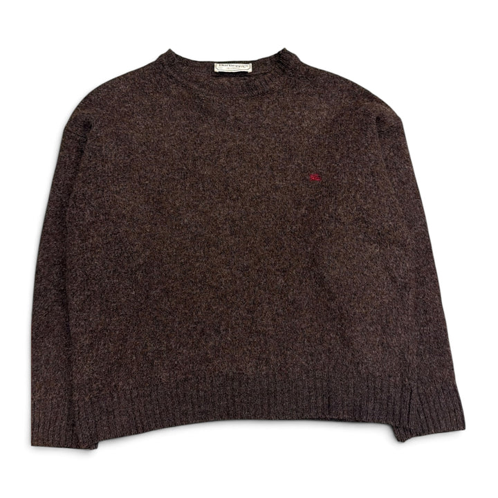 Vintage Burberry Crew Neck Wool Knit Jumper Brown (M)