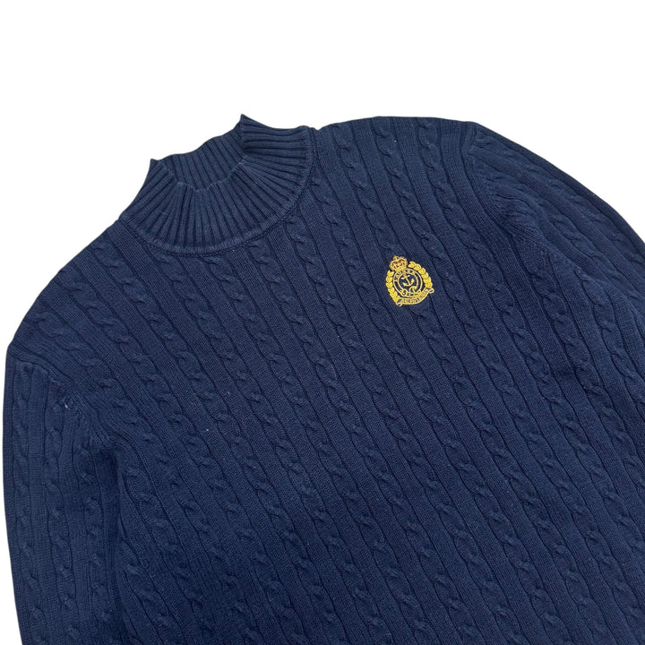 Vintage Polo Ralph Lauren Navy Cable Knitted Jumper (M)