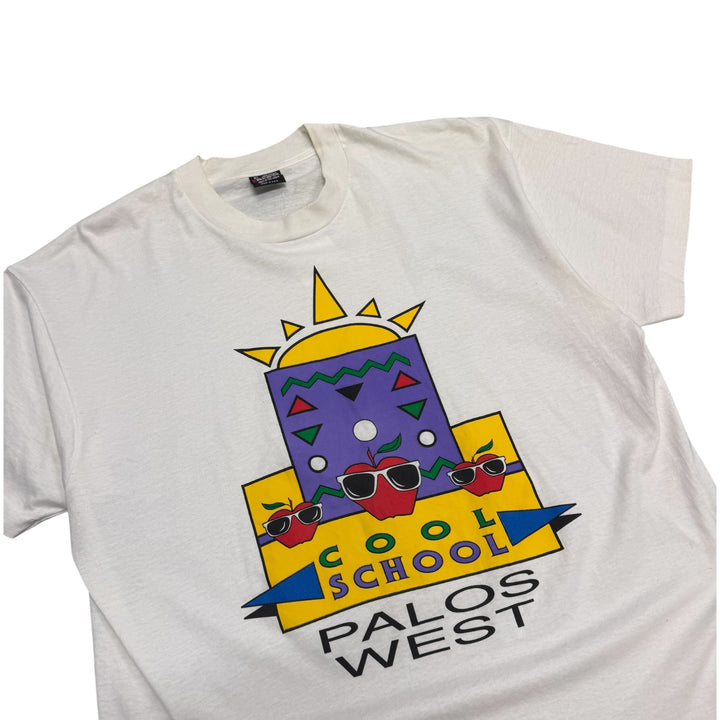 90's Vintage Cool School Palo West White Graphic T-Shirt (XL)