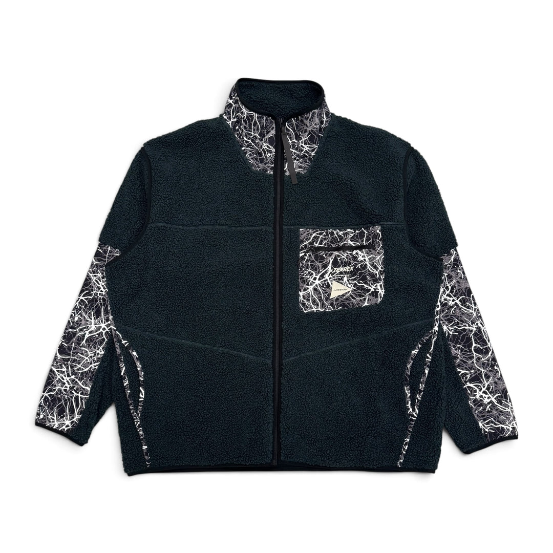 Adidas x And Wonder Green Reflective Deep Pile Zip Up Fleece (L)