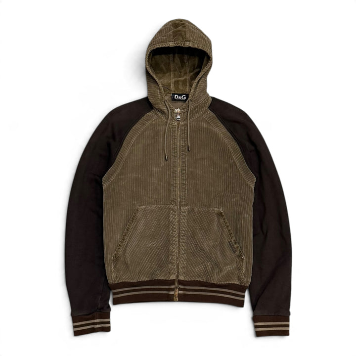 Vintage Dolce & Gabbana Khaki & Brown Zip Up Hoodie (S)