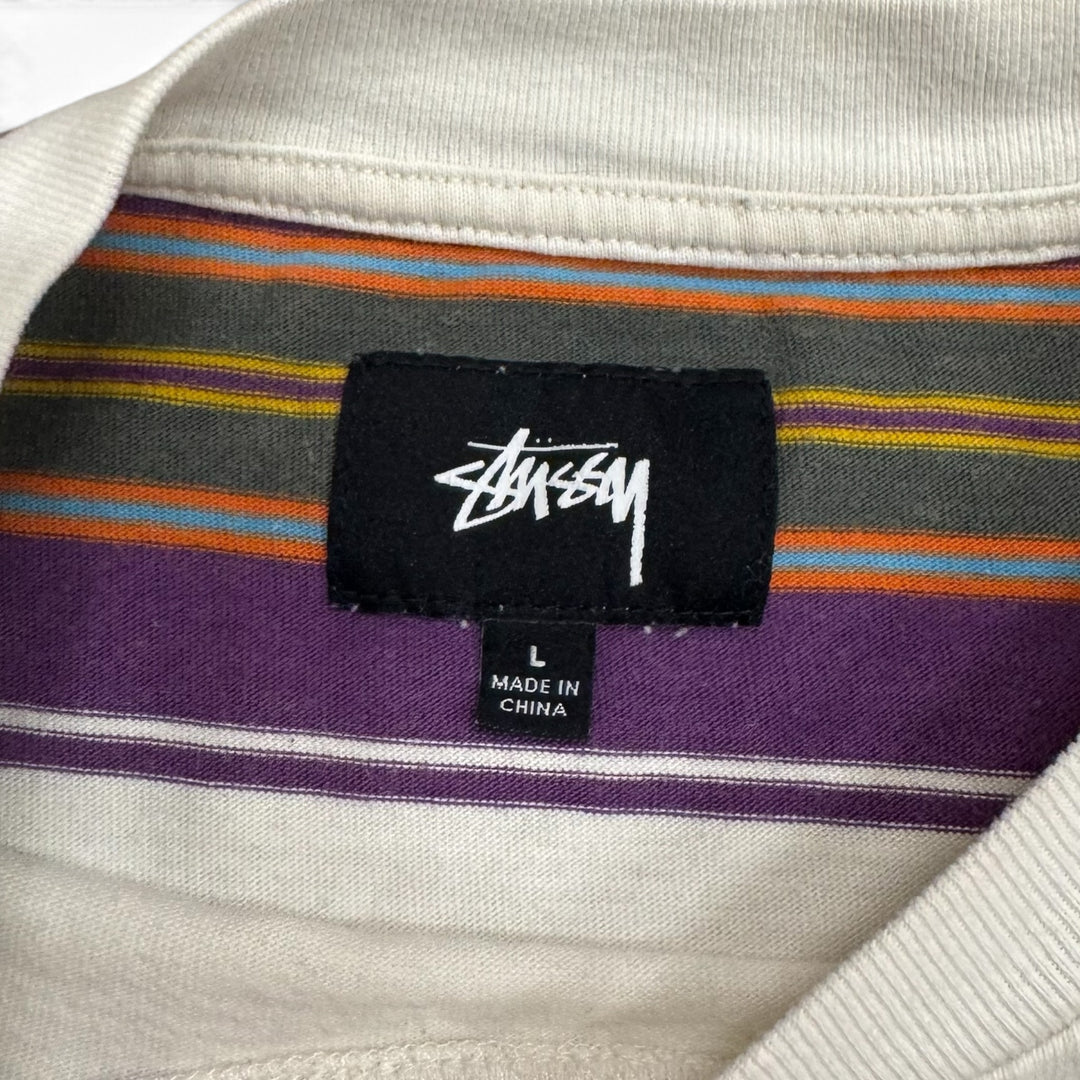 Stussy Striped T shirt White (L)