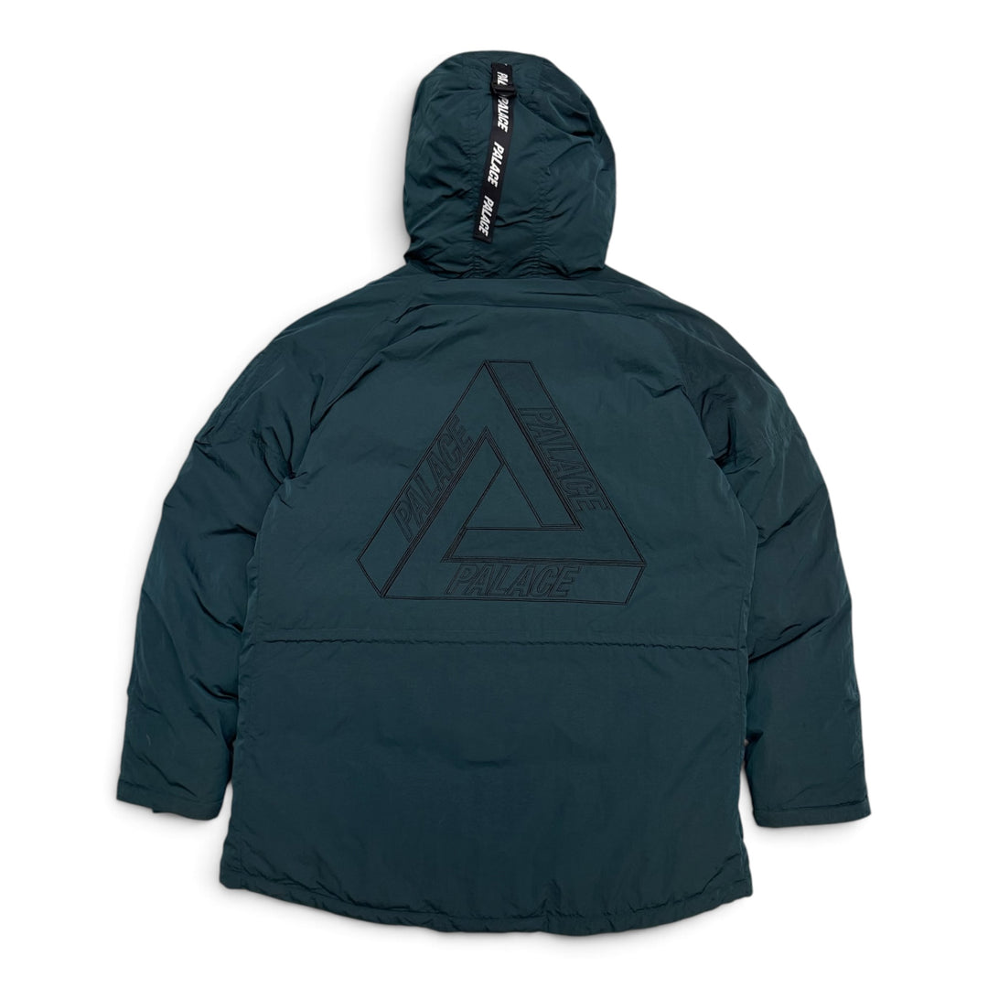 Palace P-3B Dark Green Puffer Parka Fur Hood Jacket (XL)