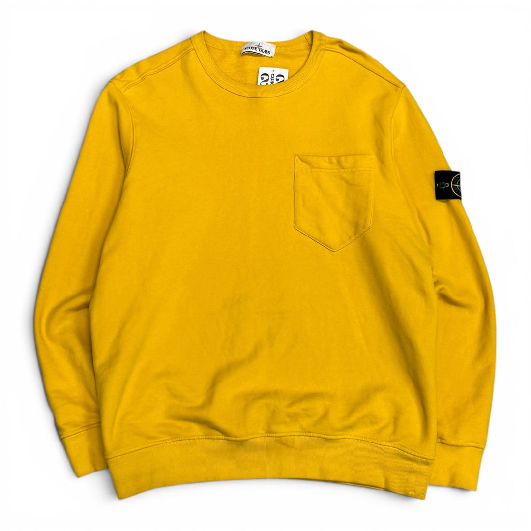Stone Island Crew Neck Sweatshirt Pocket Detail Yellow (XXL)