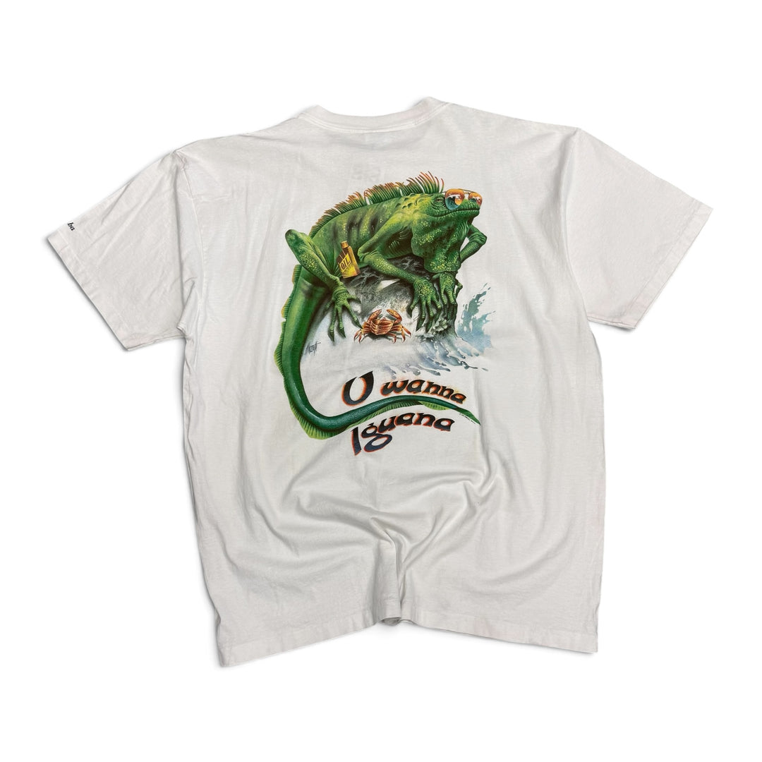 Vintage 90's Single Stitch Iguana Graphic T Shirt  White (XXL)