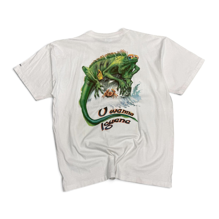 Vintage 90's Single Stitch Iguana Graphic T Shirt  White (XXL)