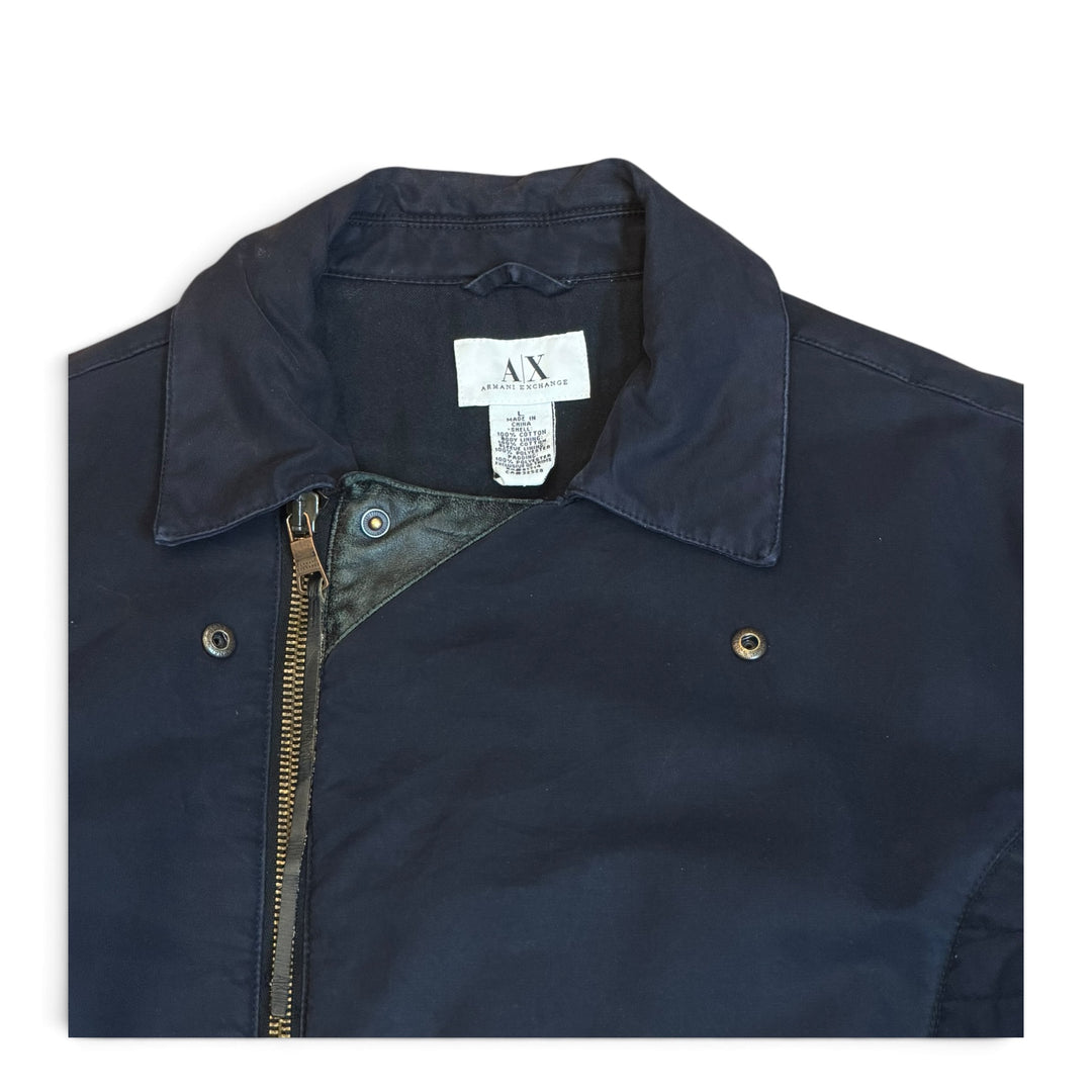 Vintage Armani Exchange Navy Side Zip Heavy Collared Jacket (L)