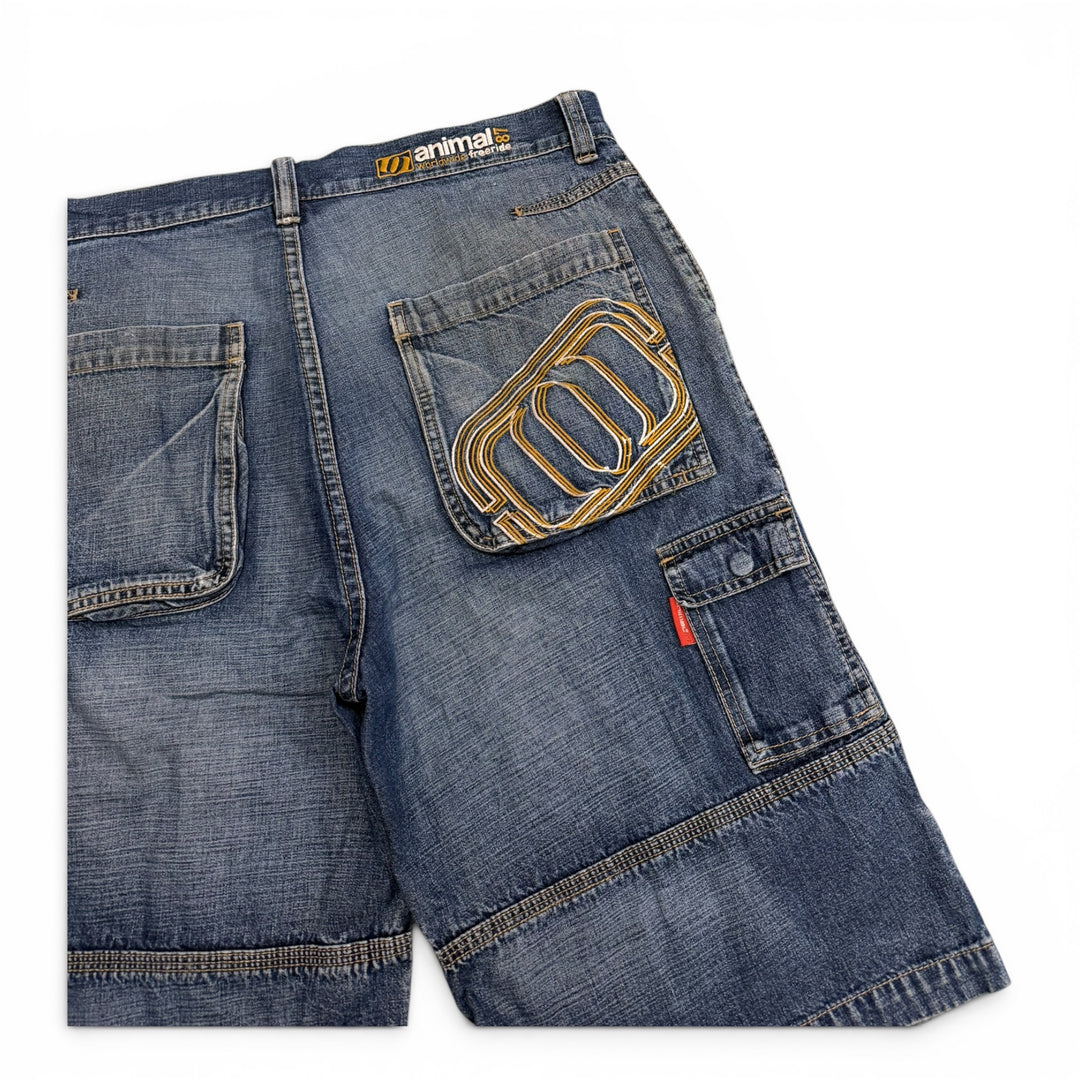 Vintage 90's Baggy Denim Shorts Blue (36")