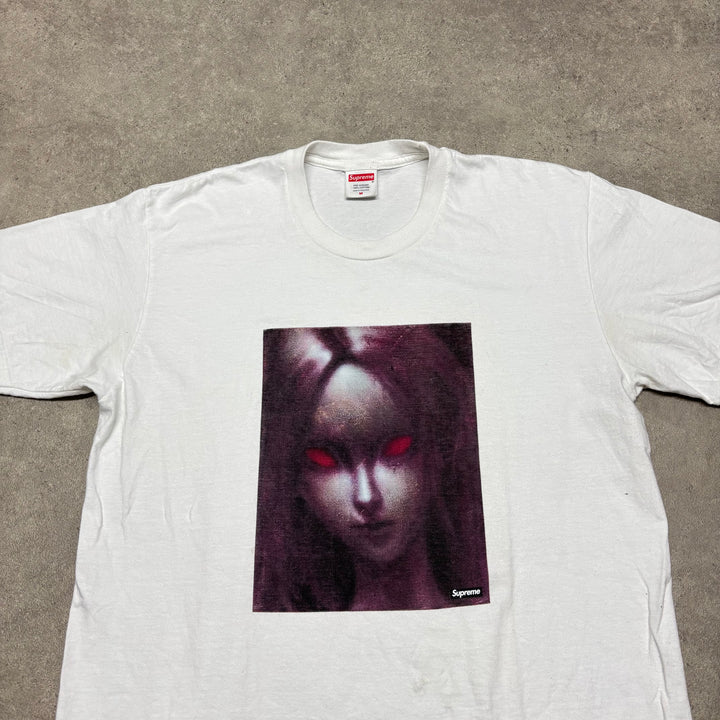 Supreme Red Eyes White Graphic T-Shirt (M)