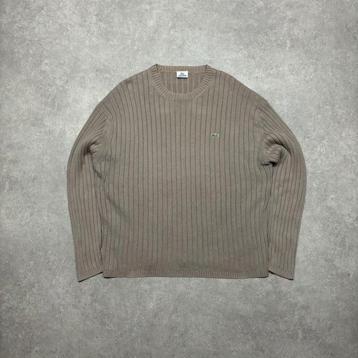 Vintage Lacoste Brown Cable Knitted Sweater (XL)