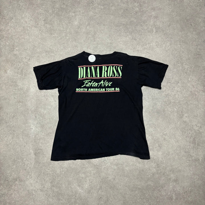 1986 Vintage Diana Ross Eaten Alive Black Graphic T-Shirt (M)