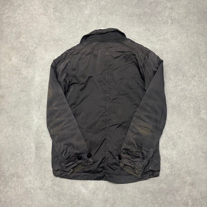 A/W 2006 Stone Island Washed Black Dual Layer Raso Gommato Jacket (L)