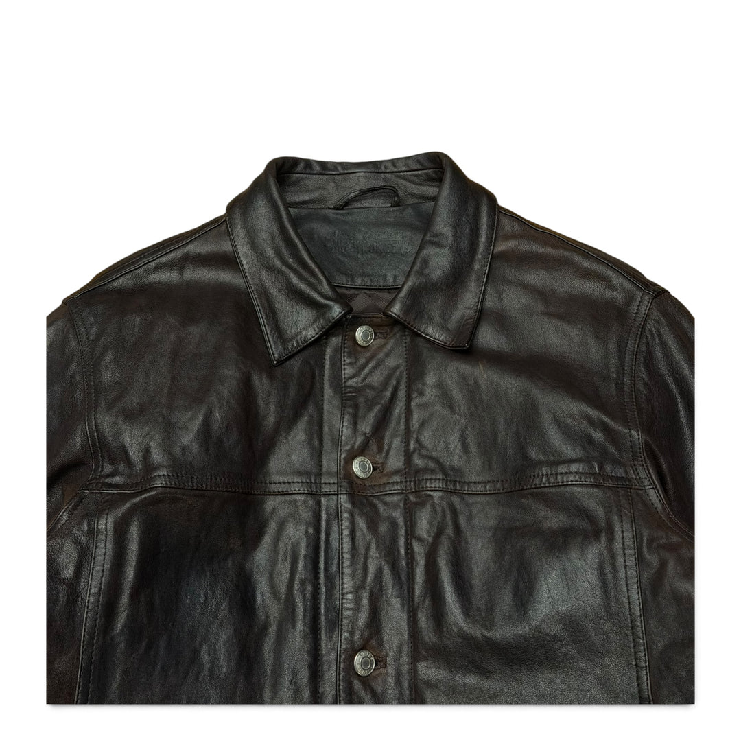 Study Trucker Dark Brown Leather Jacket (M)
