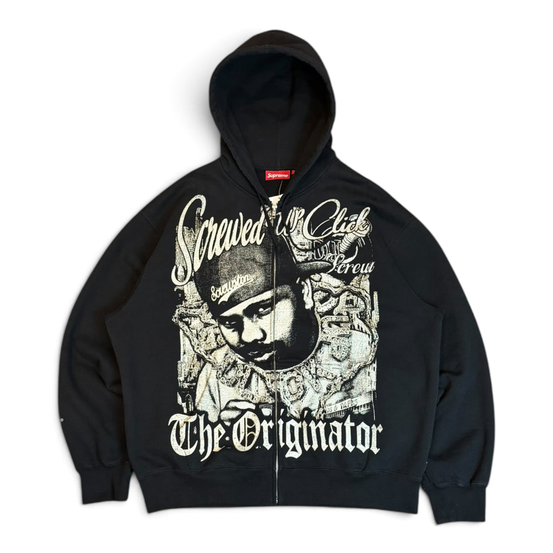 Supreme Black DJ Screw Graphic Zip Up Hoodie (L)