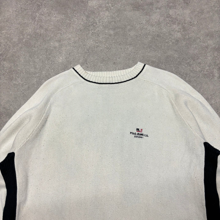 Vintage Polo Jeans Ralph Lauren Cream Knitted Sweater (L)