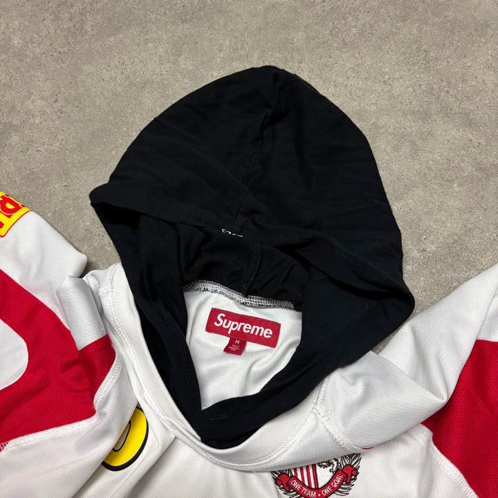 Supreme White Soccer Jersey Hoodie (M)