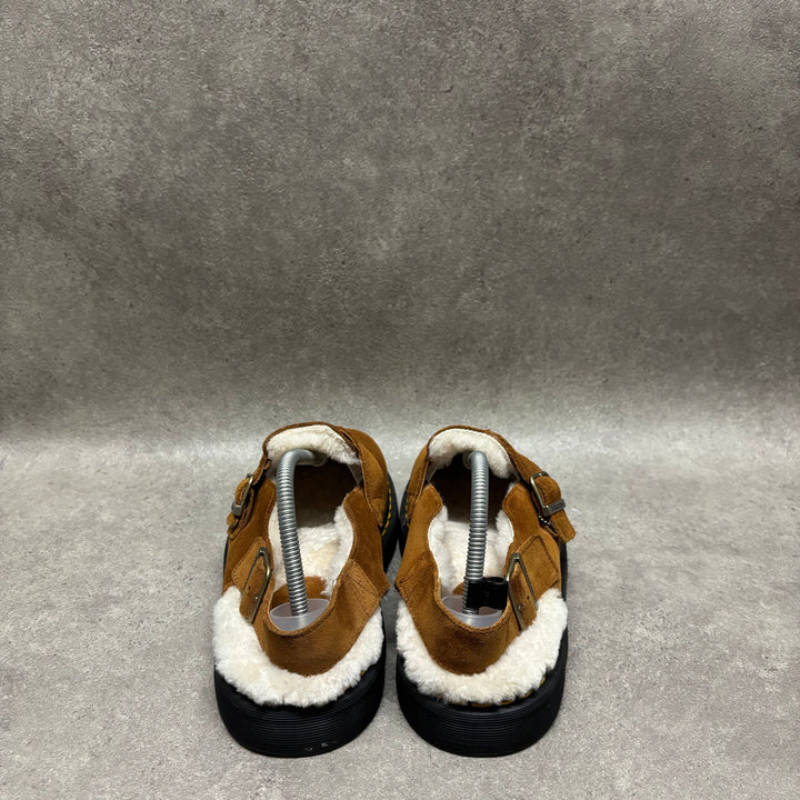 Dr. Martens Jorge Shearling Suede Tan Mules (UK8)