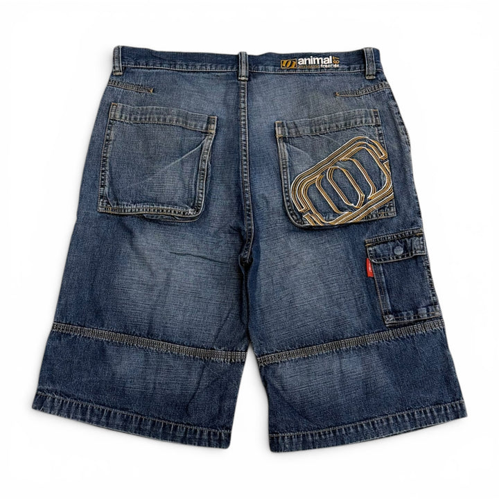 Vintage 90's Baggy Denim Shorts Blue (36")