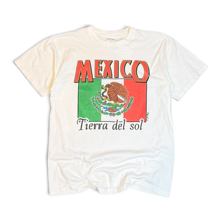 90's Vintage Mexico White Graphic T-Shirt (L)