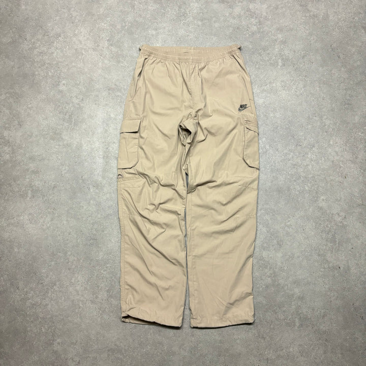 00's Vintage Nike Beige Cargo Tracksuit Bottoms (L)