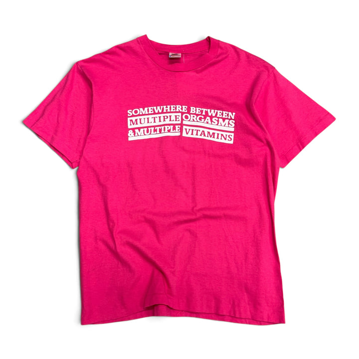 Vintage Pink Funny Graphic T-Shirt (L)