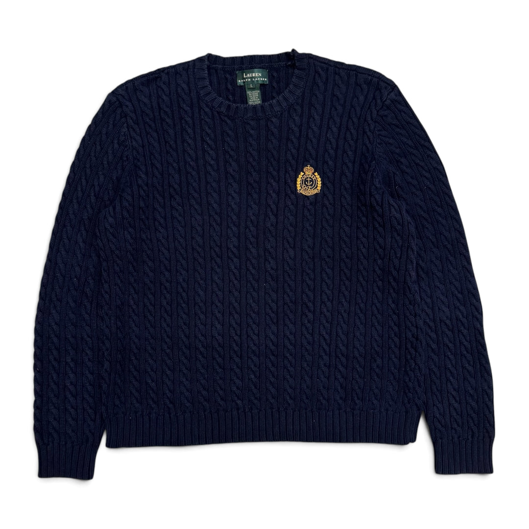 Vintage Polo Ralph Lauren Navy Cable Knitted Jumper (L)