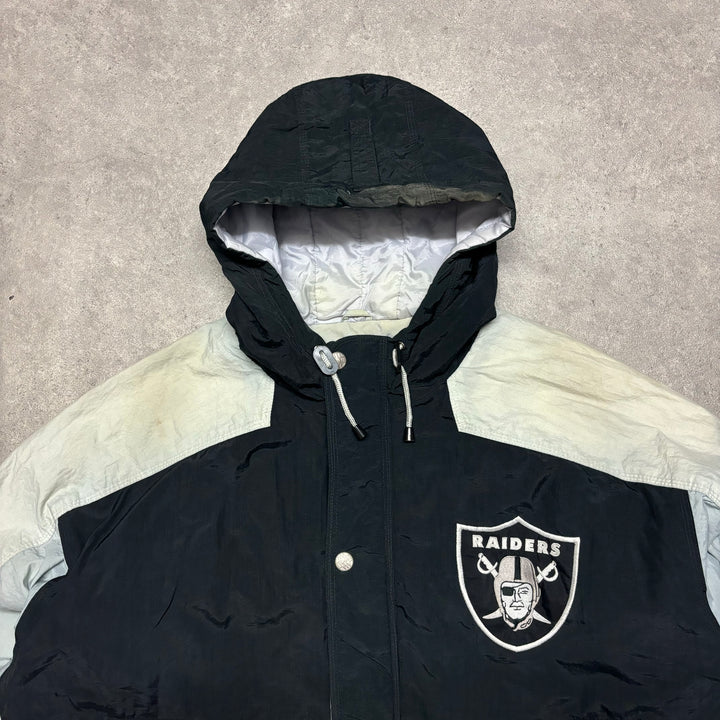 90's Vintage Mirage NFL Oakland Raiders Black & Grey Jacket (XL)