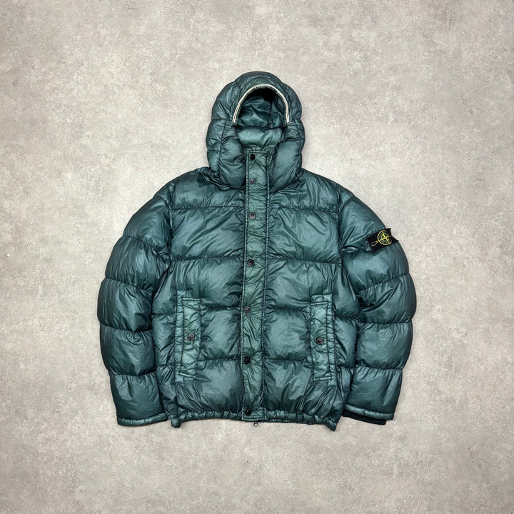 Stone Island Green Garment Dyed Puffer Jacket (XXL)