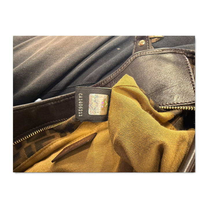 Fendi Zucca Tote In Brown Canvas And Leather Bag