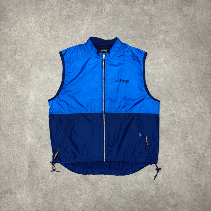 90's Vintage Adidas Blue Technical Gilet (L)