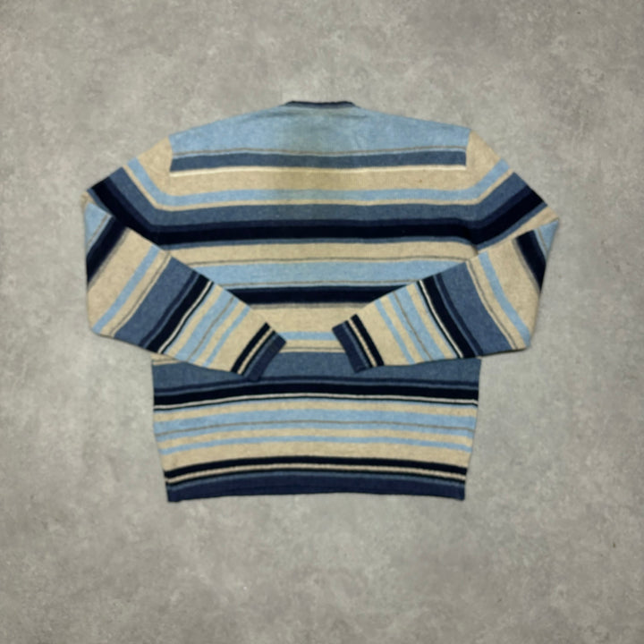 Vintage Lacoste Blue Stripy Knitted Jumper (XL)