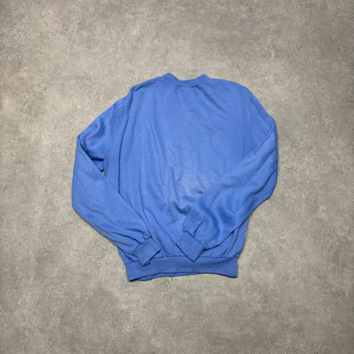 80's Vintage Adidas Blue Argyle Knitted Sweater (M)
