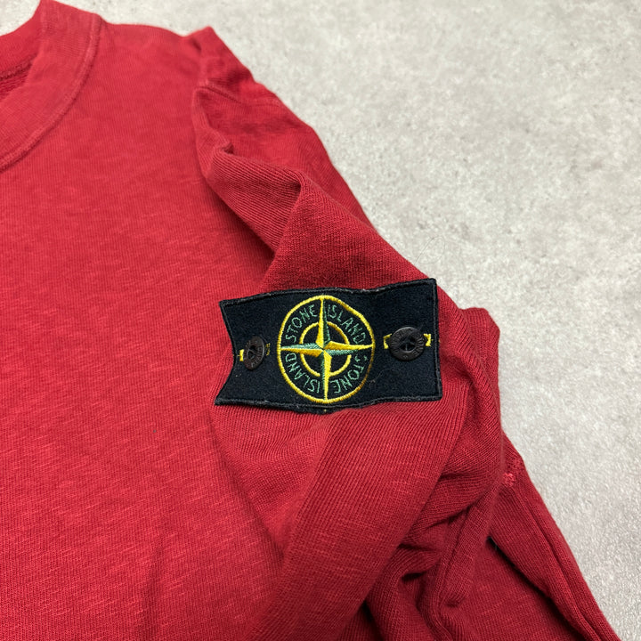 Vintage Stone Island Made In Italy Red Heavy Cotton Sweatshirt (M)