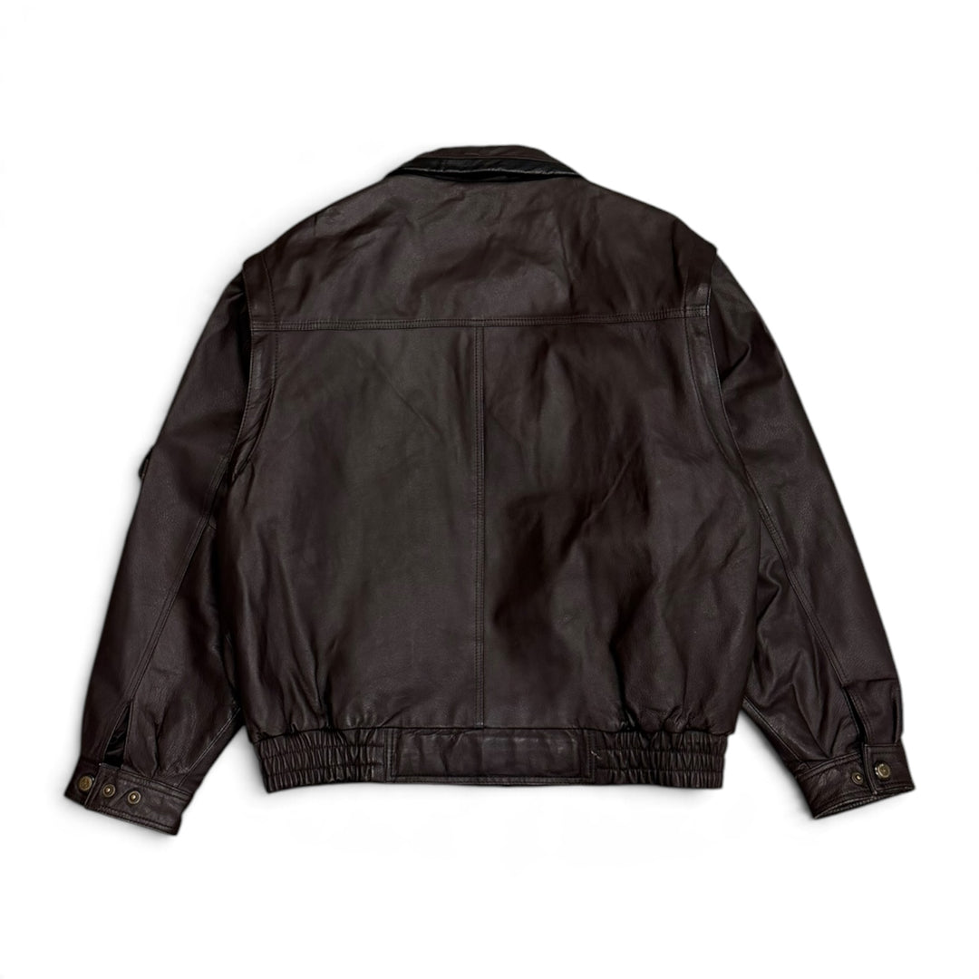 Vintage Dark Brown Leather Flight Jacket (L)