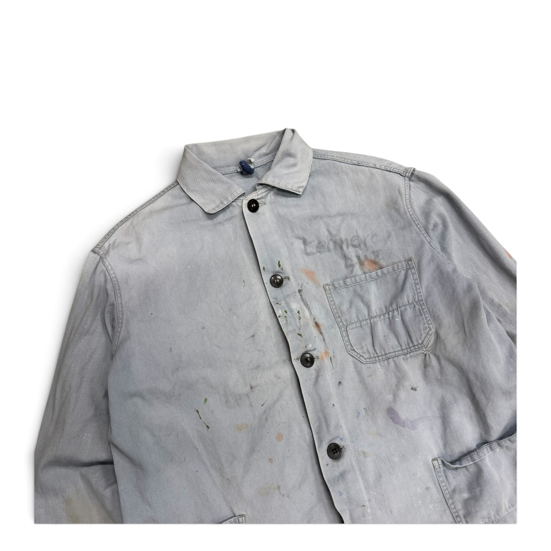 Vintage Distressed Faded Light Blue French Chore Jacket (S)