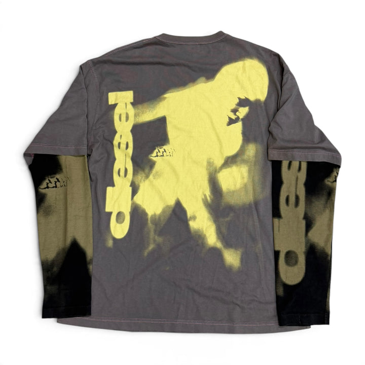 Diesel Top Layered Effect Print Long Sleeve Top Grey (M)