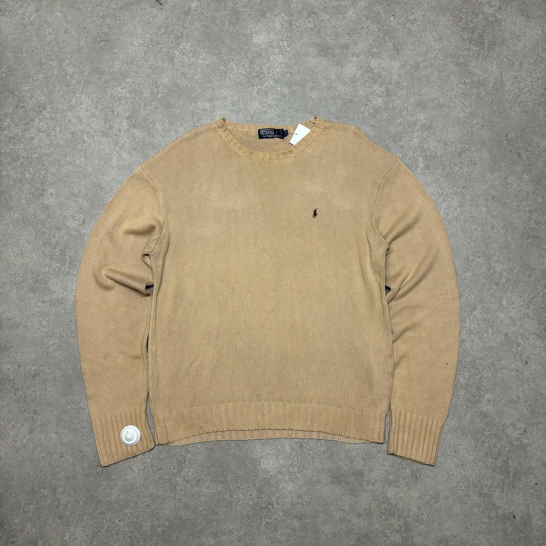 Vintage Polo Ralph Lauren Light brown Heavy Knitted Jumper (XL)