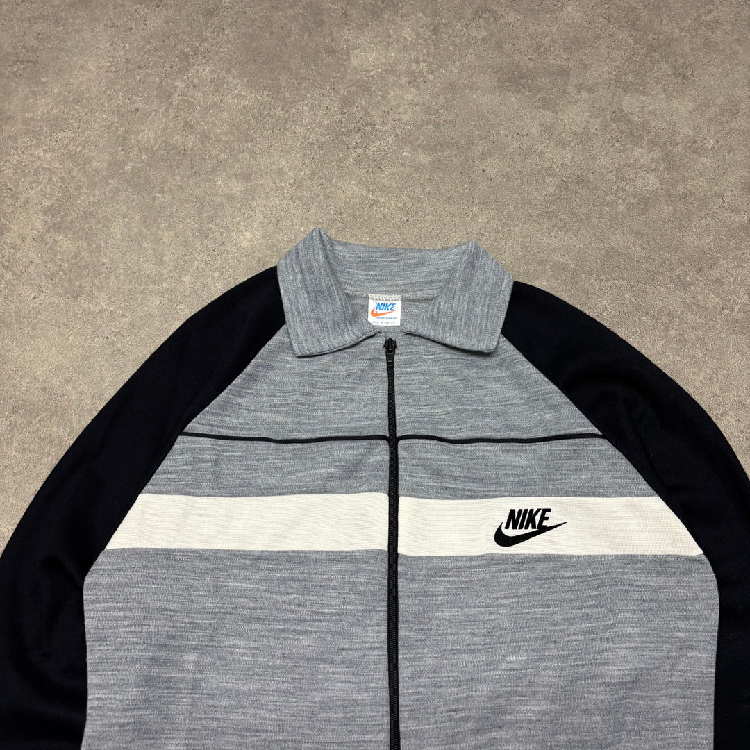 Late 70's Nike Made In Uk Grey Full Zip Collared Sweatshirt (M)