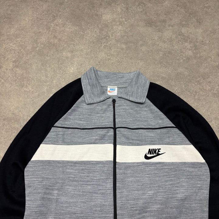 Late 70's Nike Made In Uk Grey Full Zip Collared Sweatshirt (M)