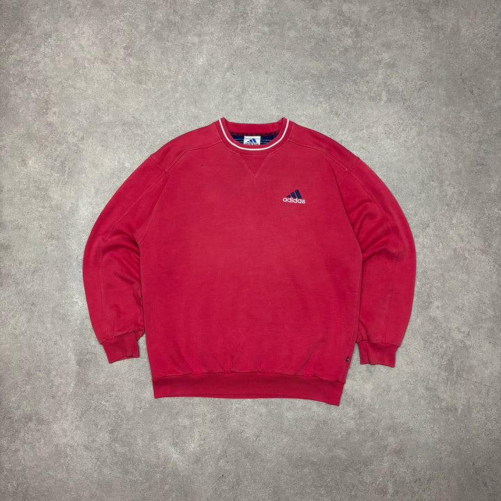 90's Vintage Adidas Red Small Logo Sweatshirt (L)