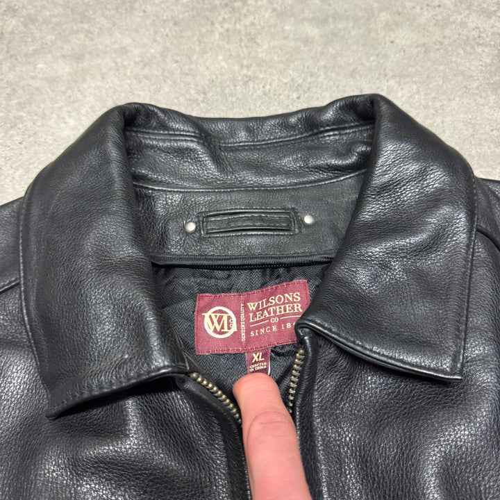 Vintage Wilson's Black Leather Jacket (XL)